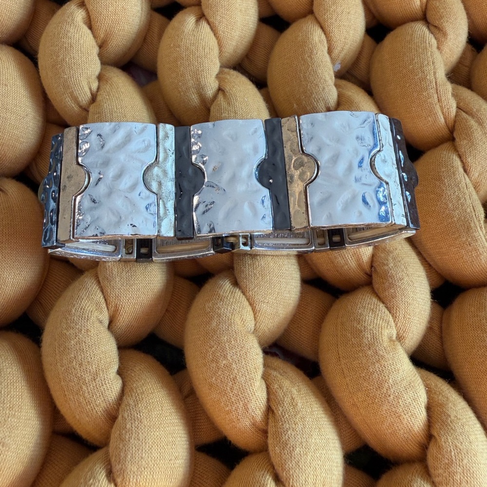 Silver and Black Textured Bracelet